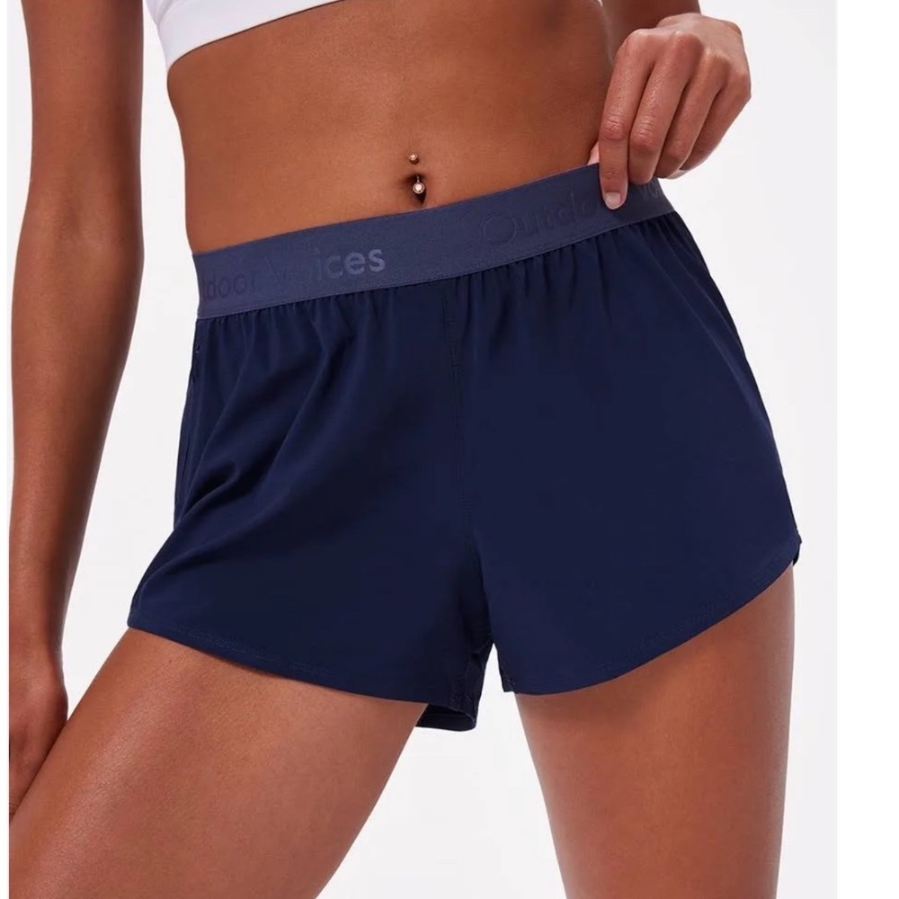 Outdoor Voices Relay Shorts Navy Blue Running Athletic Mesh Back Womens Small